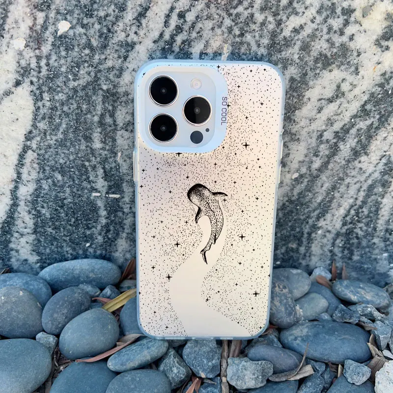 Ozean Tier süße Delphin Meeresschildkröte Malerei Handyhülle für iPhone 17 16 14 15 12 13 Pro Max Plus 13 Mini 11 weiße Laserabdeckung – Detail 2