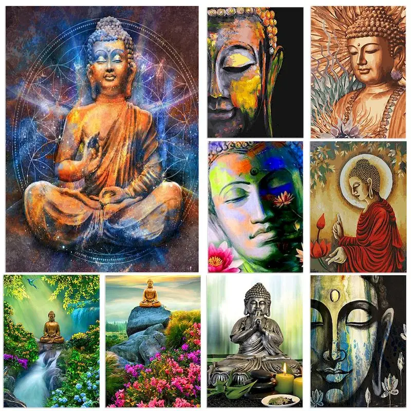 GATYZTORY 60x75cm Oil Painting By Numbers Religious Drawing On Canvas Number Paiting Buddha Paint By Numbers Wall Art Decor