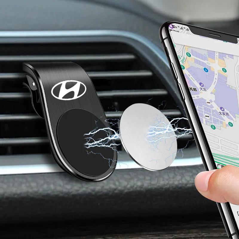 Magnetic Car Phone Holder Air Vent Clip Mount Rotation Cell phone For Hyundai IONIQ5 I30 I20 140 IX35 Tucson Getz Solaris Accent