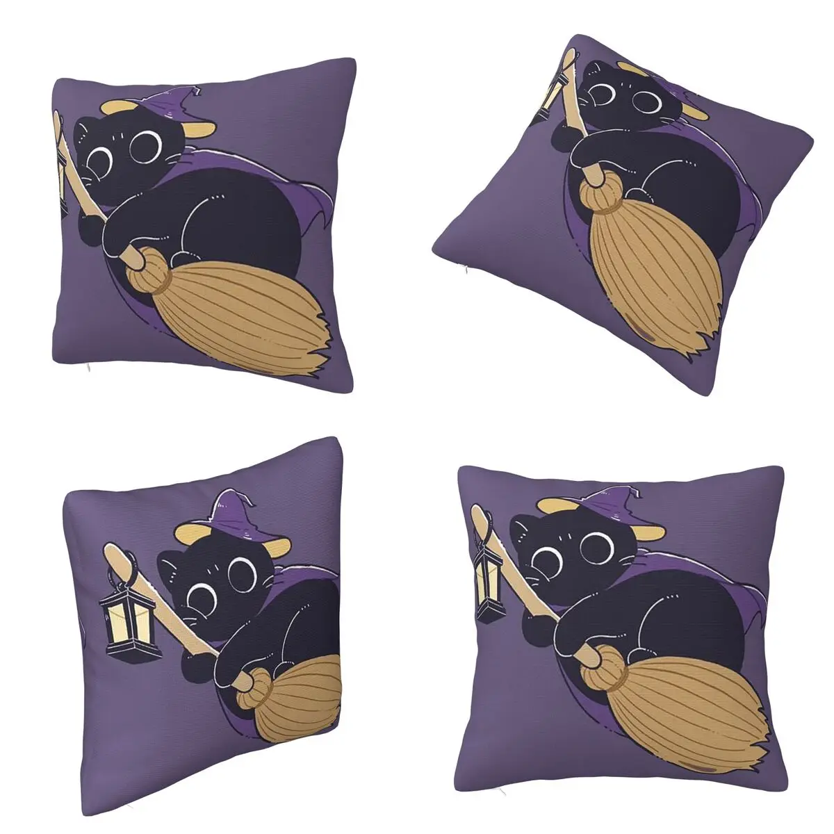 Halloween Cute Purple Cat Square Pillowcase Cushion Cover Pillow Case Throw Pillow Cover for Home Sofa Living Room
