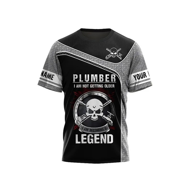 1 Piece Custom Your Picture Men Retro T-Shirt Summer Clothes, 3D Plumber Print Tops, Casual Street Sportswear, Oversized Sweatsh