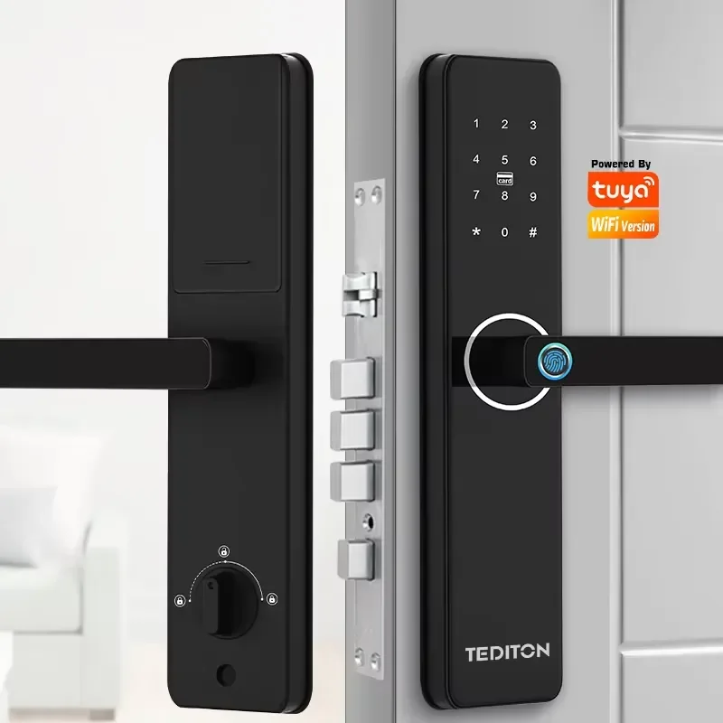 New Design Wifi TTlock APP Remote Control Electric TT Digital Fingerprint Smart Door Handle Locks with Handle