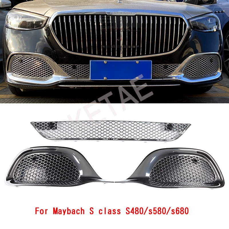 

Electroplating Front Dual Vertical Grille Bumper For Mercedes-benz S-class Maybach S480 S580 S680 ABS Maybach Grille