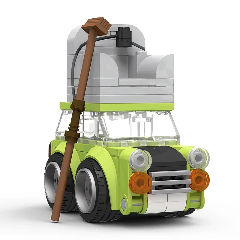 Accesorios clásicos de película, bloques de construcción de automóviles verdes, MOC-51175 Mr. Beanss, Mini techo de coche con sofá, modelo de ensamblaje, juguete para regalo para niños