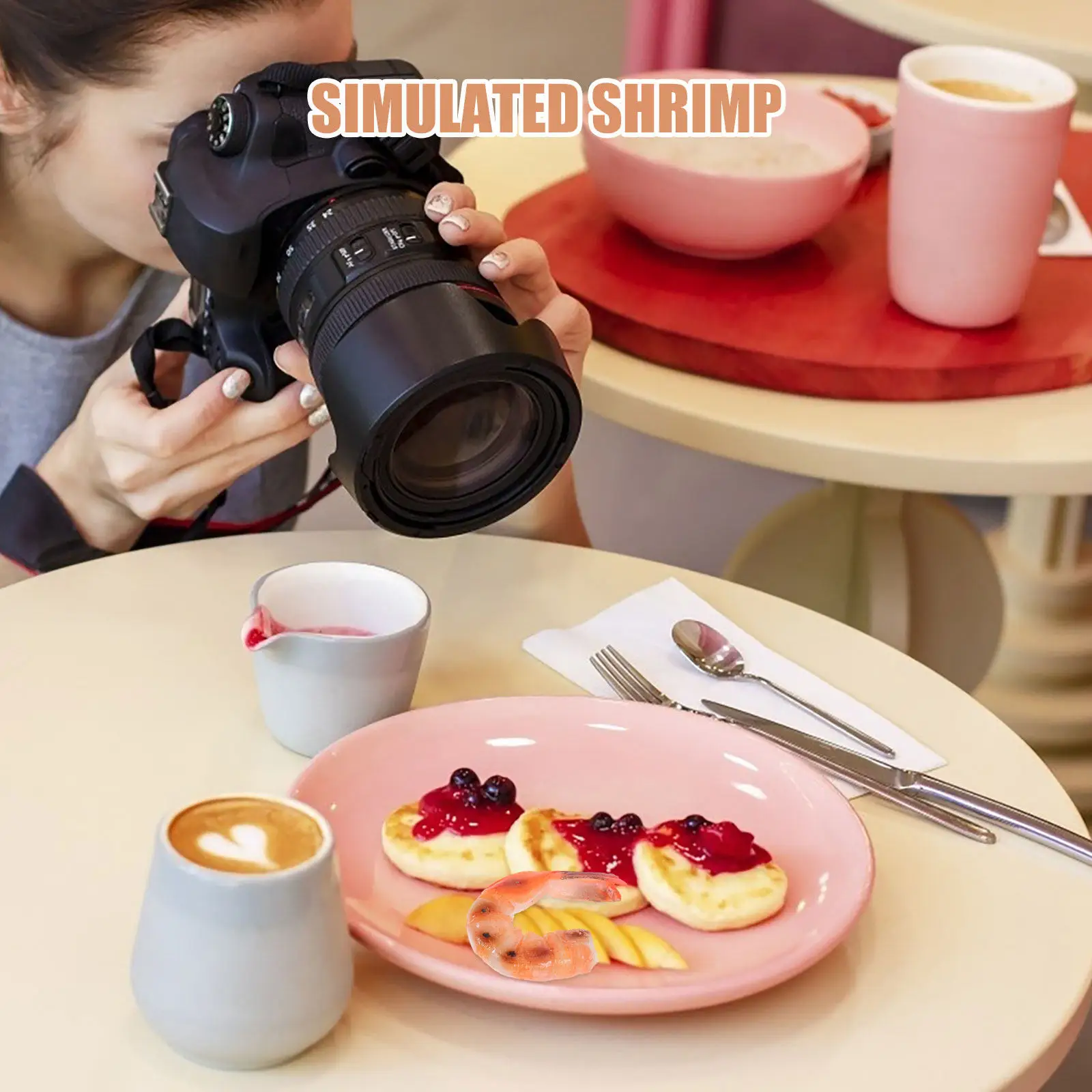 5Pcs Artificial Cooked Shrimp Lifelike Realistic Seafood Display Home Kitchen Restaurant Photo Props Faux Food Decoration
