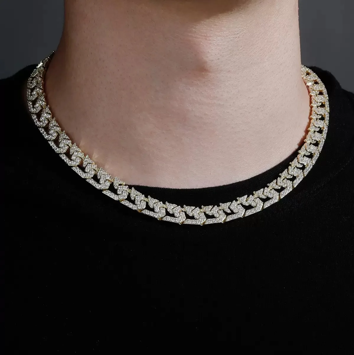 XUKIM Fashion Jewelry Factory Direct Niche Full Diamond Street Hip Hop D Lion Head Pendant Cuban Necklace Style