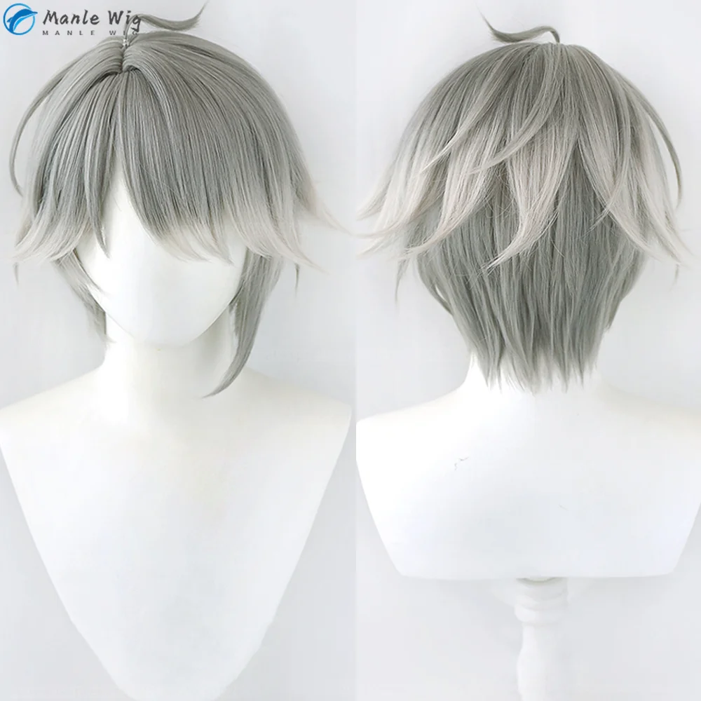 Al Haitham Cosplay Wig  Cosplay Sumeru AlHaitham Wigs 30cm Grey Heat Resistant Hair Anime Cosplay Wigs + Wig Cap