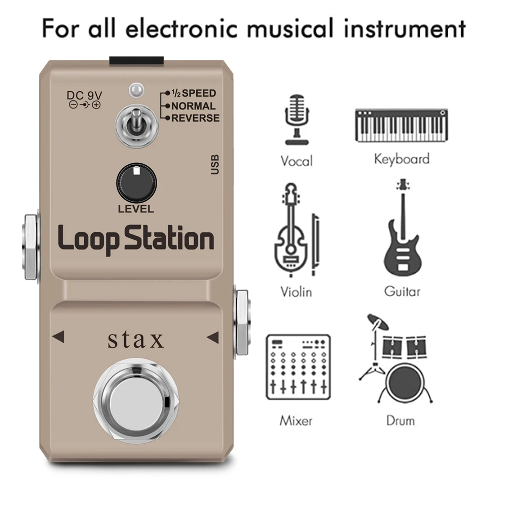 Stax LN-332S Loop Station 48K Looper Pedal Unlimited Overdubs 10 Minutes of Looping, 1/2 time, and Reverse