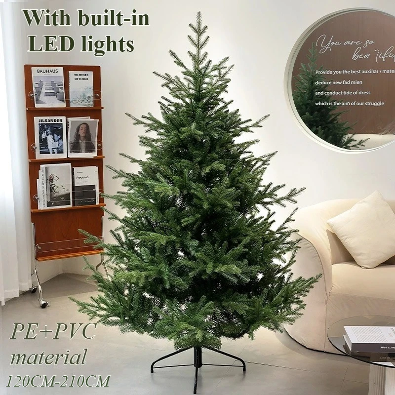 

Artificial Christmas Tree Built-in LED Lights PE+PV Christmas Tree 1.2M-2.1M New Year Party Christmas Atmosphere Decoration