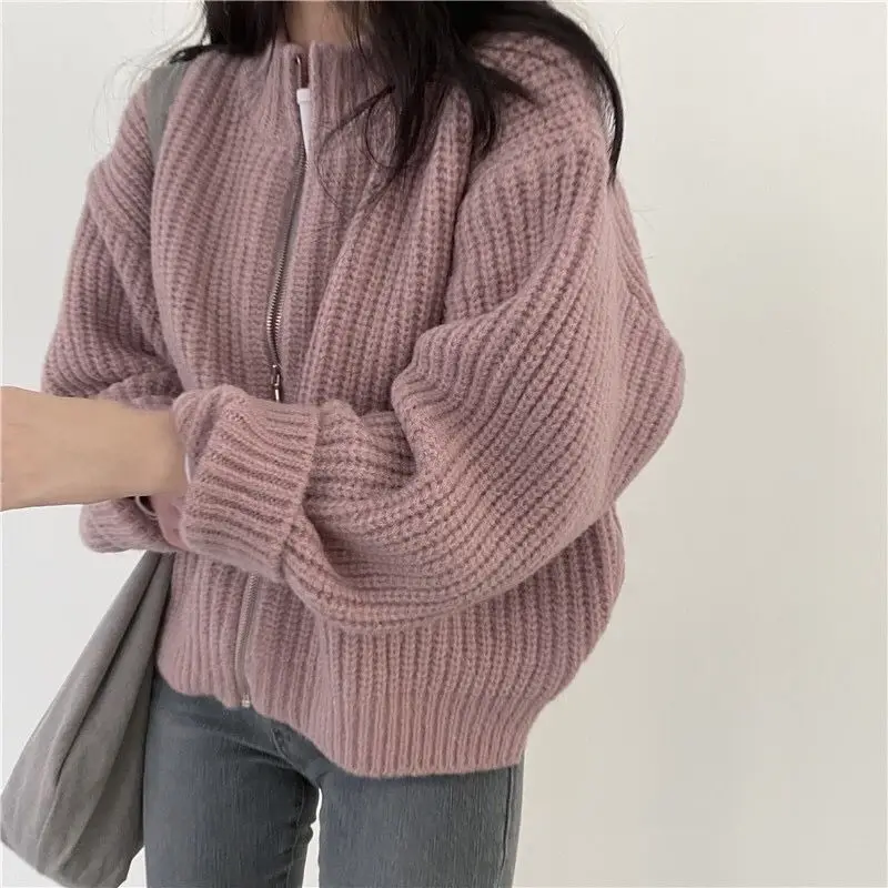 Zip Up Cardigan Women 3 Colors Solid Autumn Harajuku Кардиган Женский All-match Long Sleeve Korean Fashion College Vintage New