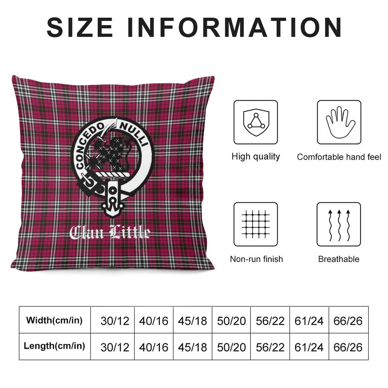 Clan Little Crest Badge & Tartan Throw Pillow Christmas Covers Pillow Case Custom Cushion Pillow Cases