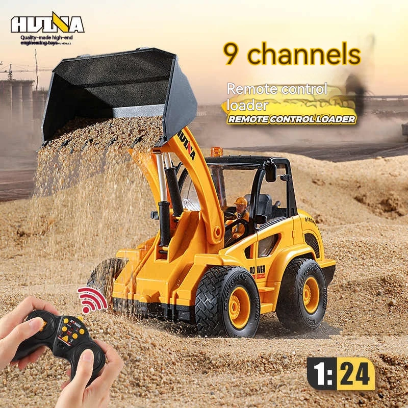 Huina Trumpet 9 Channel Remote Control Bulldozer Electric Sound And Light Remote Control Engineering Car Model Children'S Toys