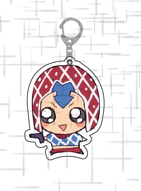 Anime Abbacchio Guido Mista Narancia Ghirga Giorno Giovanna Keychain Doll Acrylic Keyring Pendant for Gift
