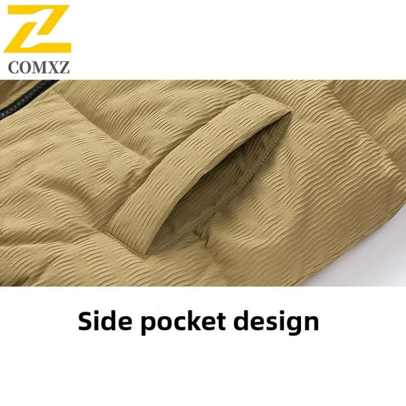 COMXZ Men Puffer Jacket Thickened Hooded Ski Street Warm Windproof Snow Winter Jacket High Quality Travel Long Padded Jackets