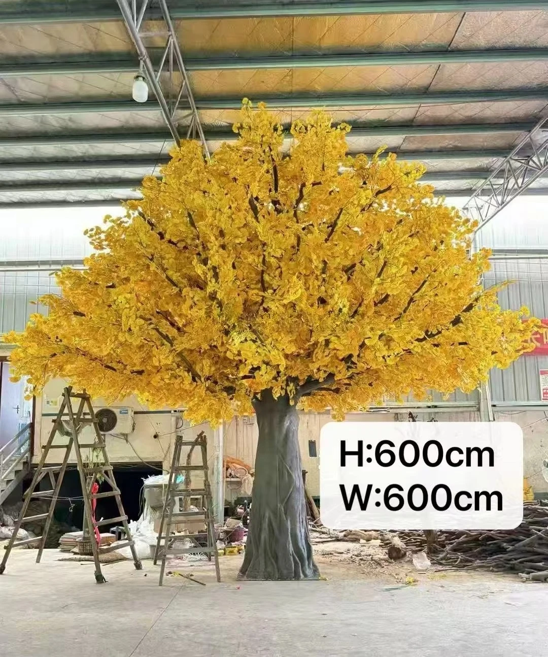 #￥Artificial Plastic Ginkgo Tree 250cm High Custom Golden Yellow Outdoor Landscape Decorative Simulation Tree Mall Hotel Wedding