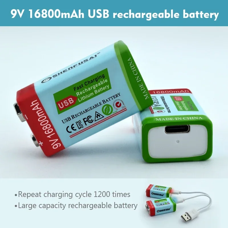 New special price 9V lithium-ion rechargeable battery, 16800mAh micro USB battery, used for KTV, microphone, toy remote control