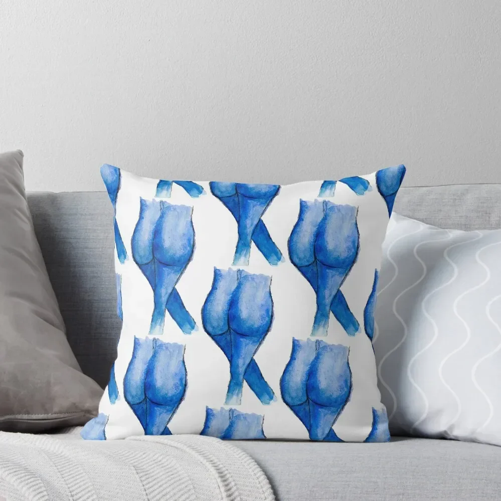 

Bright, bold blue womans body art painted in watercolour Throw Pillow Sitting Cushion Plaid Sofa Pillowcases Bed Cushions pillow