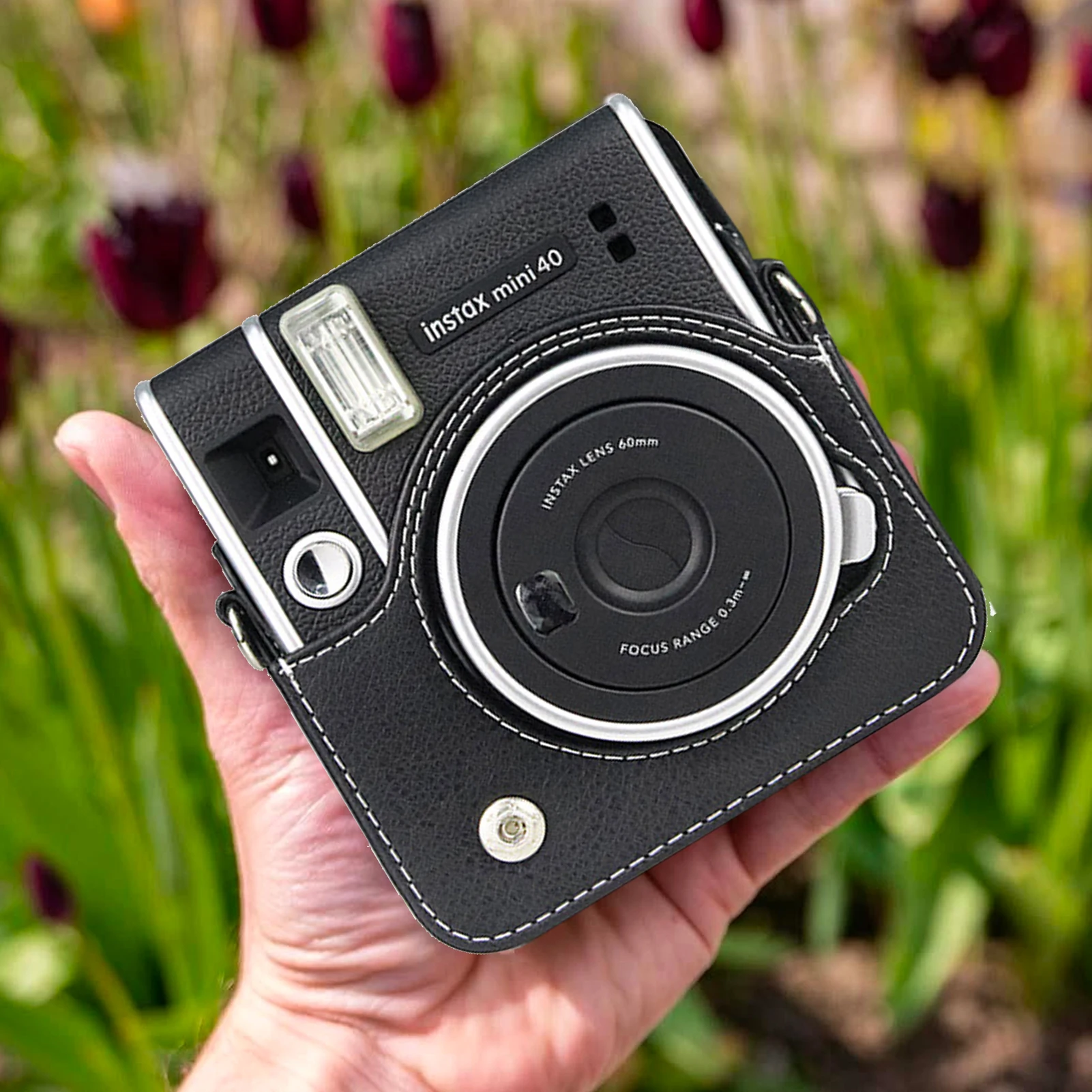 ل Fujifilm Instax Mini 40 ريترو بولي Leather حقيبة حماية جلدية فيلم فوري صور غطاء كاميرا مع حزام الكتف القابل للإزالة