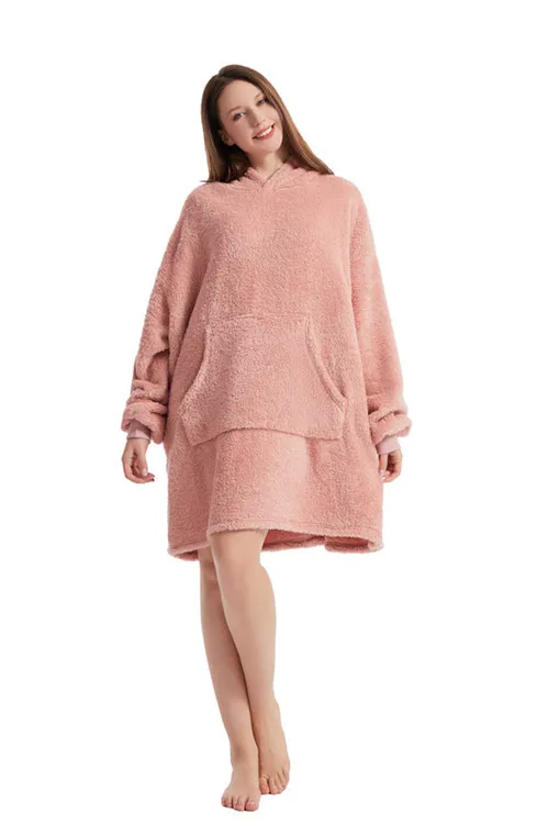 Warm Fluffy Hoodies Winter Double-sided Velvet Homewear Hooded Pajamas Men\'s Lamb Wool Winter Jumper Pullover Casual Sweatshirts