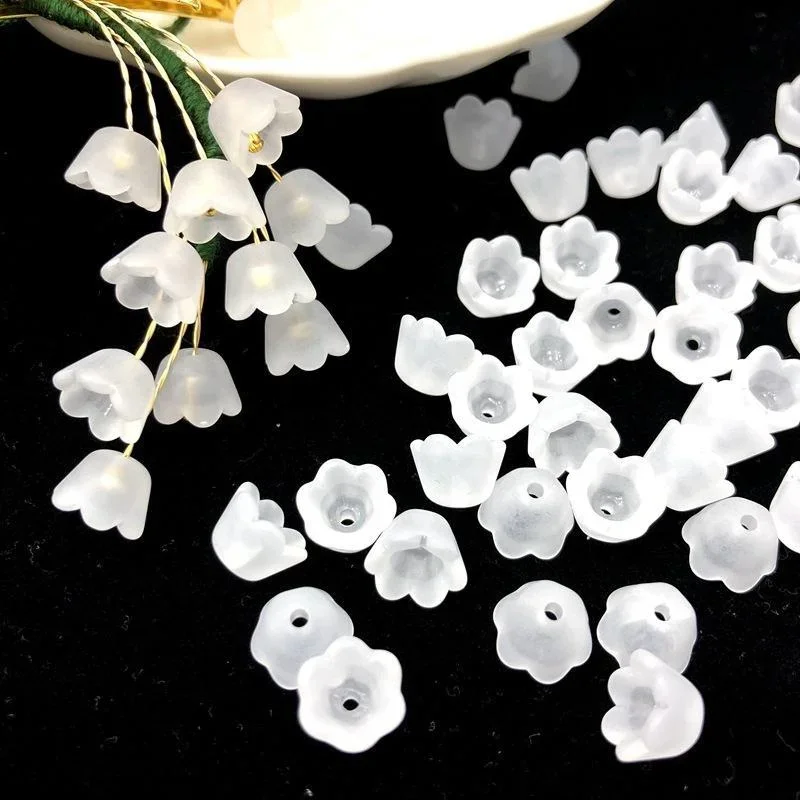 50/100/200 Stück transparente Acrylperlen Tulpe Blume Maiglöckchen für Schmuckherstellung DIY Armband Halskette Bastelmaterial