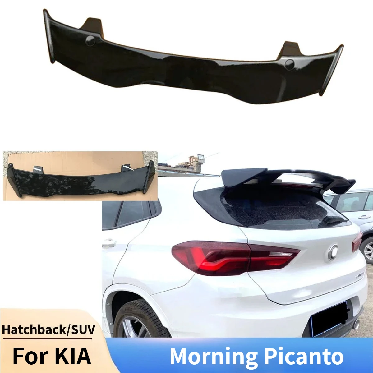 For KIA Morning Picanto Rear Trunk Spoiler Wing Diffuser Universal Hatchback SUV Accessories Splitter Tail Fin Body Kits Tuning
