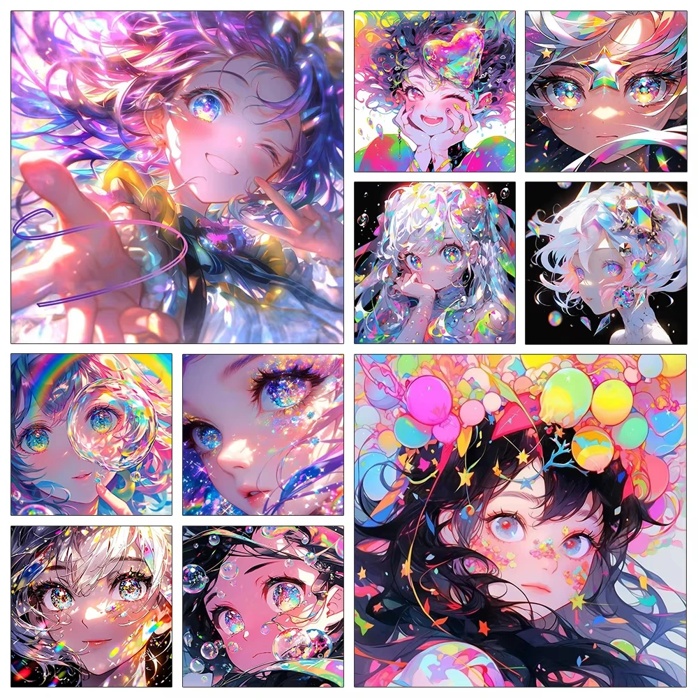 Buntes Anime-Mädchen Diamant-Stickerei Fantasy-Cartoon-Charakter Gemälde DIY Mosaik Kreuzstich Schlafzimmer Heimdekoration Geschenk