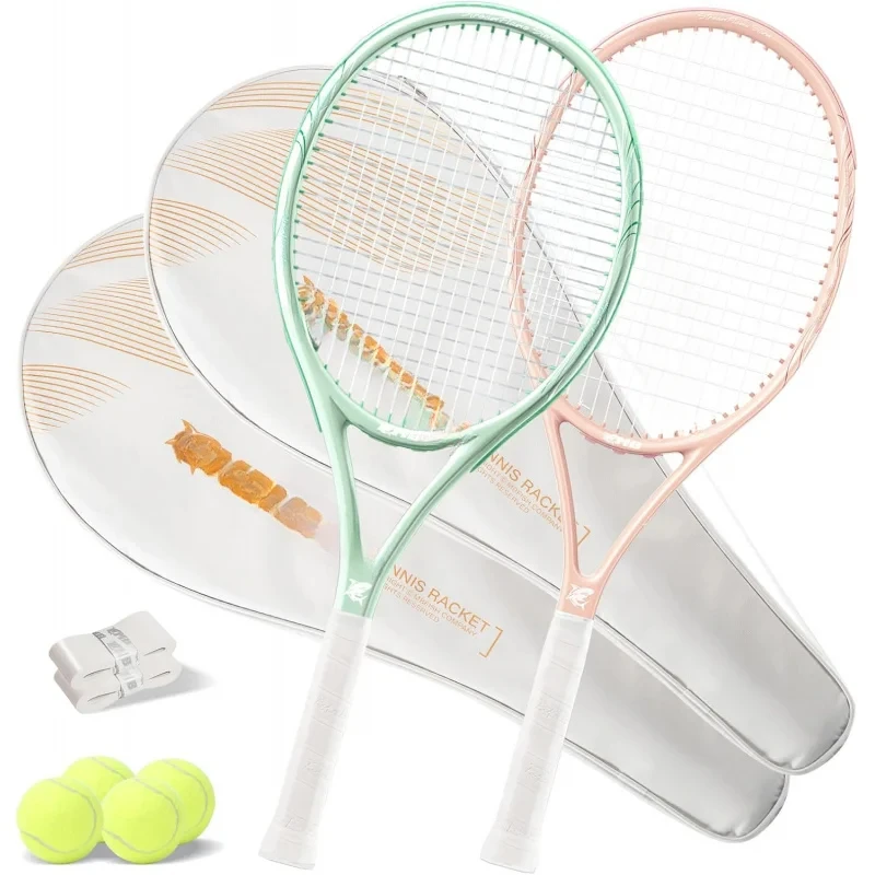 Tennis Racket-with Pre-Strung,Comfortable Handle,Tennis Racquet for Beginner,Includes 4 Tennis Balls,2 Overgrips,Tennis Bag