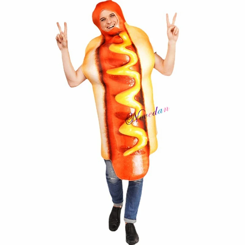 Funny Food Cosplay Halloween Costume Adult Family Fancy Dress Pizza Burger French Fries Sausage Hot Dog Carnival Party Outfit