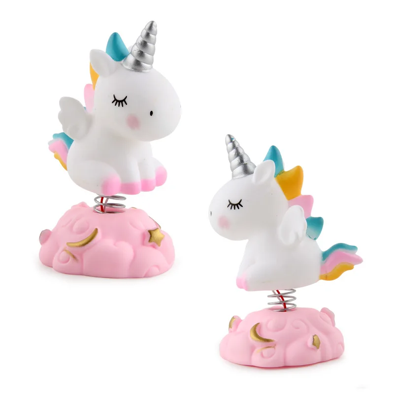 Light-up Unicorn Ornament Lights Fun Cartoon Rocking Pegasus Rainbow Horse Desktop Decorative Ornament With Base Kids Toy Gift