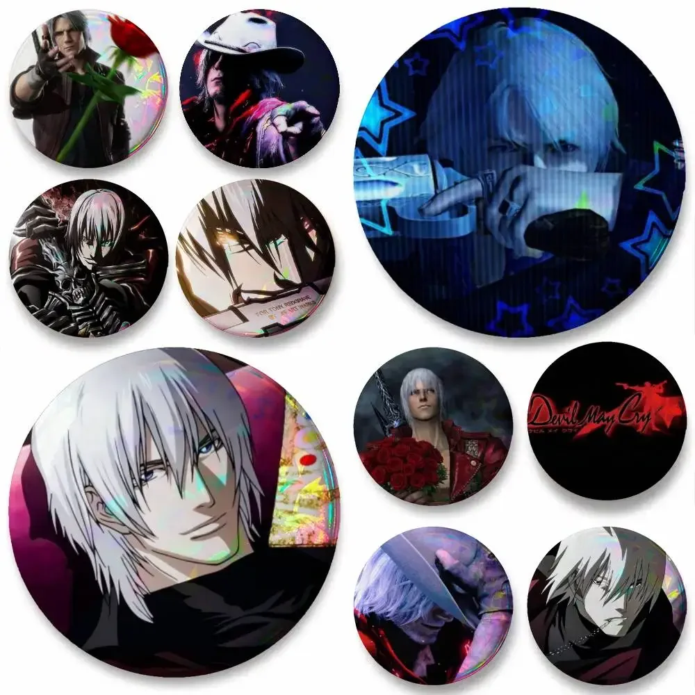 Game Peripheral Devil May Cry Dante Vergil Badges Cartoon Figure Button Pins Funny Round Brooch Clothes Backpack Decor Jewelry