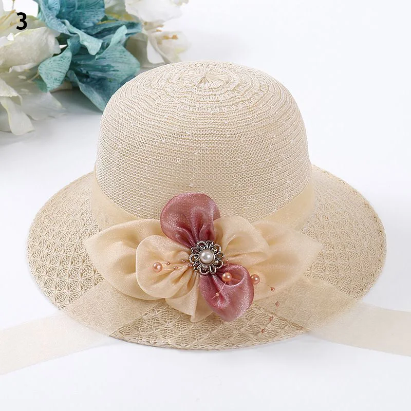 Foldable Fisherman Straw Bow Hat  Women Sunscreen Sweet Summer Vacation Casual Holiday Women\'s Girls Fashion Bucket Beach Hat