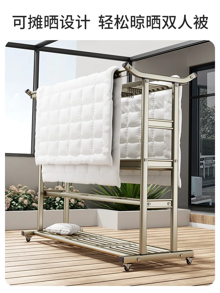 

Outdoor large villa mobile floor drying rack balcony cool quilt drying rod