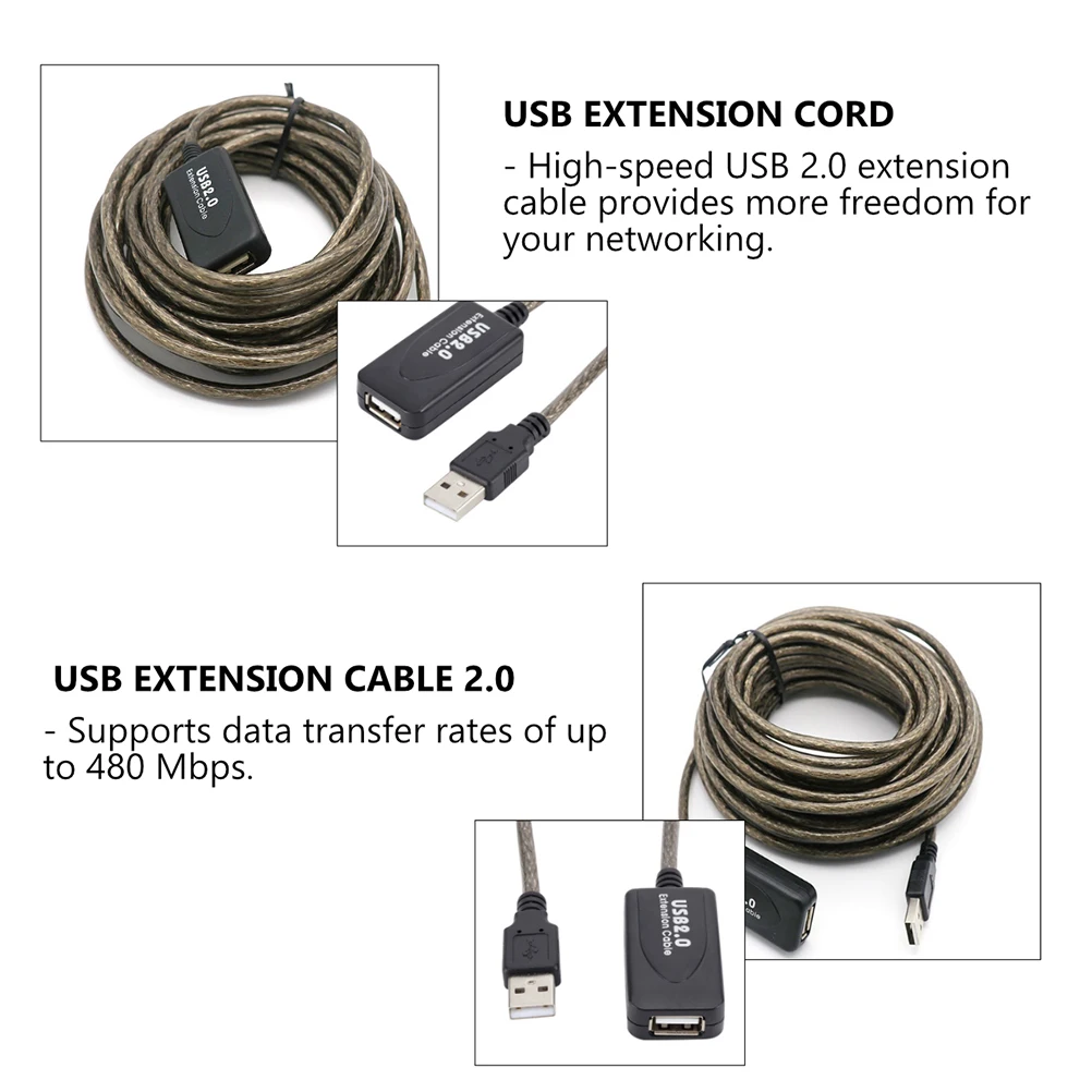 

Network Card Extension Cable USB 2.0 Signal Amplifier Mouse 10m Pvc Usb2.0