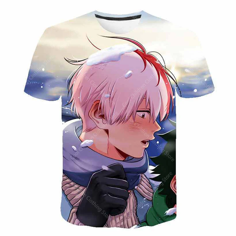 My Hero Academia Summer Boys Girls  Short Sleeve Clothing for Tee Cute casual fashion Parent Child Clothing Short Sleeve T-shirt