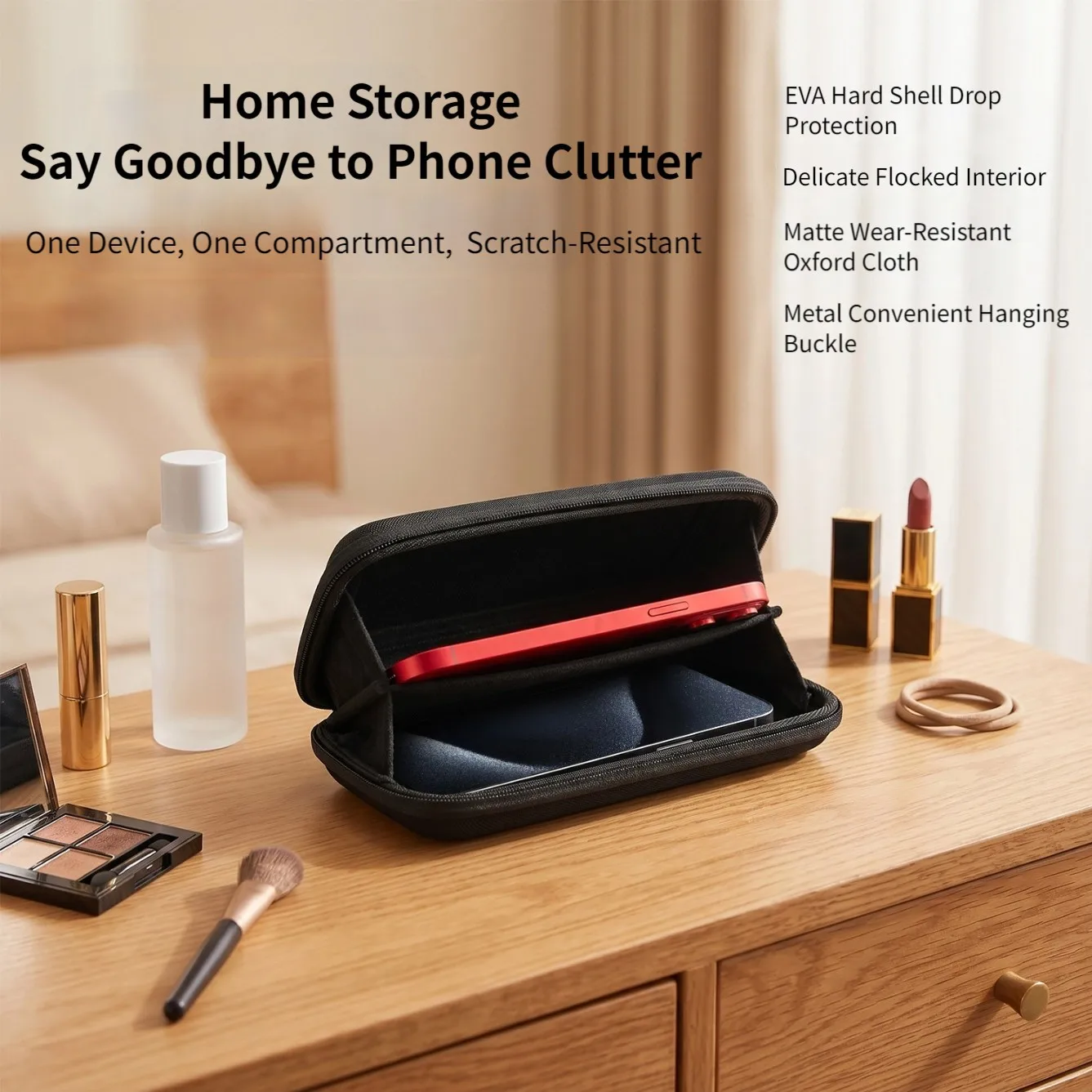 Large Screen Dual Phone Storage Bag EVA Hard Shell Anti-collision Crossbody Shoulder Bag For Travel Smartphone Storage Pouch