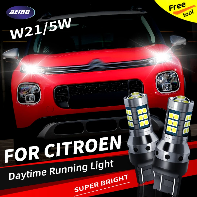 2pcs W21/5W Car LED Blubs Daytime Running Light 7443 DRL No Error For Citroen Berlingo 3 K9 C-Elysee C3 MK3 SX C3 Aircross