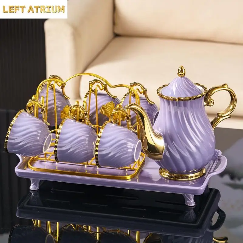 Coffee Cup Sets, Exquisite Coffee Cups and Tea Trays, Light Luxury Ceramic Cup Storage Racks, High-end Family Afternoon Tea Sets