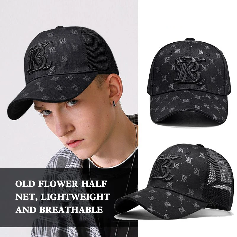 Tall Crown Hat Men's Fashionable Summer Printed Back Mesh Baseball Cap Fashionable Face-Looking Small Women's Big Head