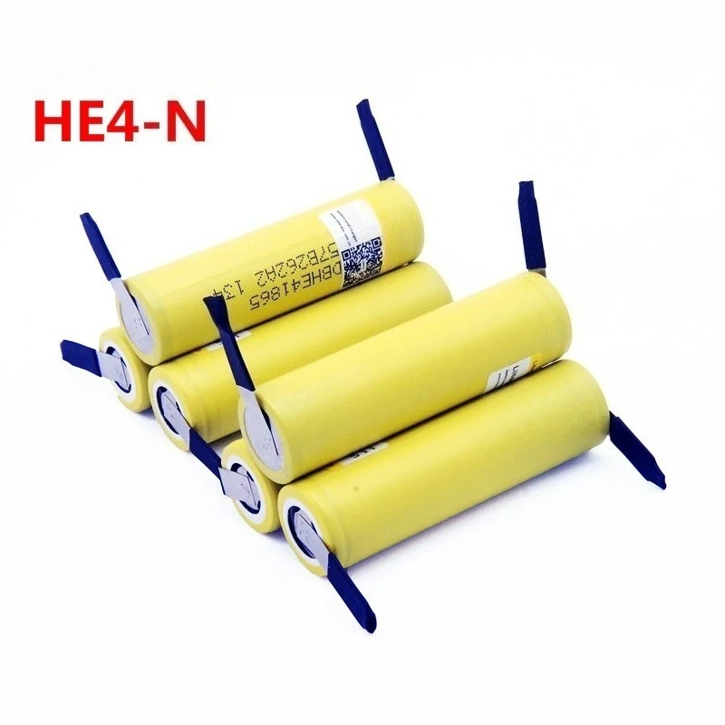 For HE4-N 1-6PCS 3.7V 2500mAh Li-lon Battery 18650 Power Rechargeable Batteries 10A Discharge High-rate Battery + Nickel Sheet