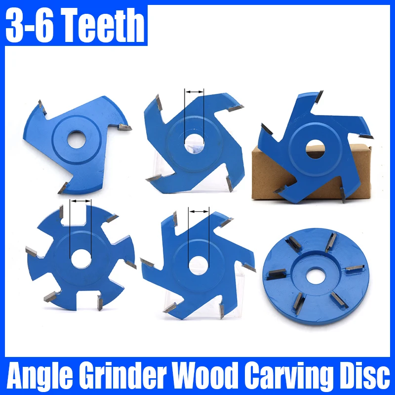 1PCS Wood Carving Disc 3/4/5/6 Teeth Angle Grinder Flat Knife Wood Grinding Wheel Rotary Disc Milling Cutter Wood Cutting Wheel