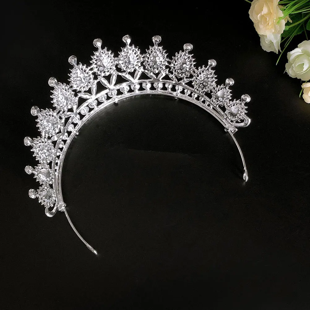 

Bridal Tiara Zinc Alloy Rhinestone Headdress Wedding Crown Girl Banquet Accessories Elegant Design Durable Practical