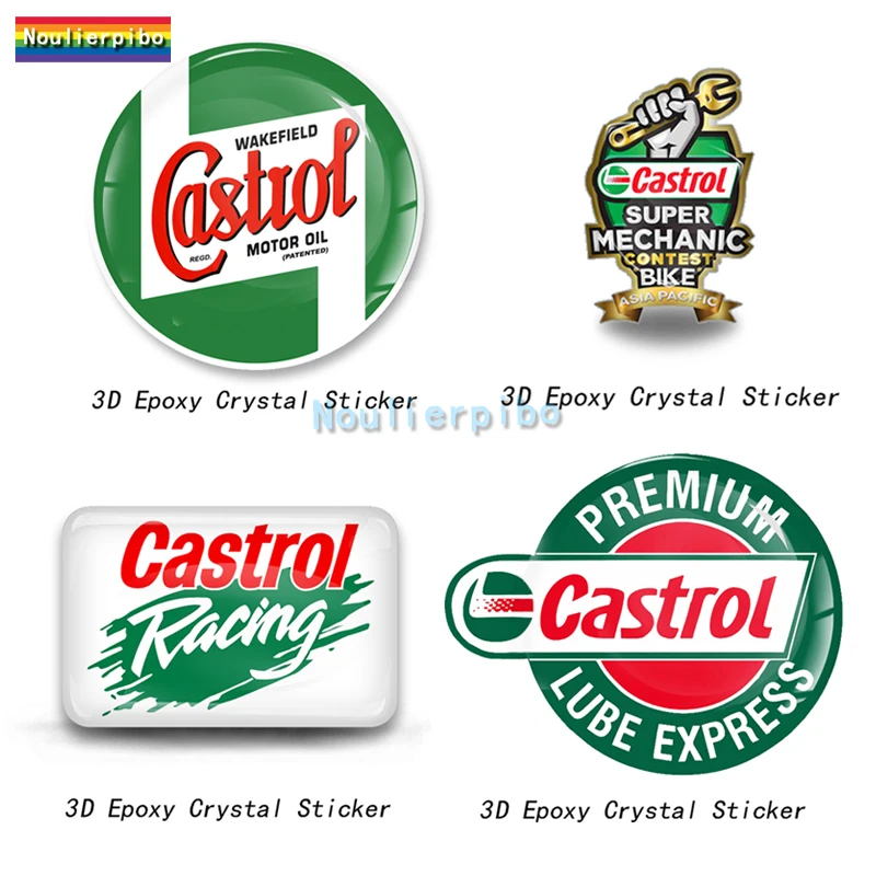 

3D Creative Stereo Dome Sticker Epoxy Castrol Retro Die Cut Vinyl Car Decoration Motorcycle Helmet Bump Effect Decal