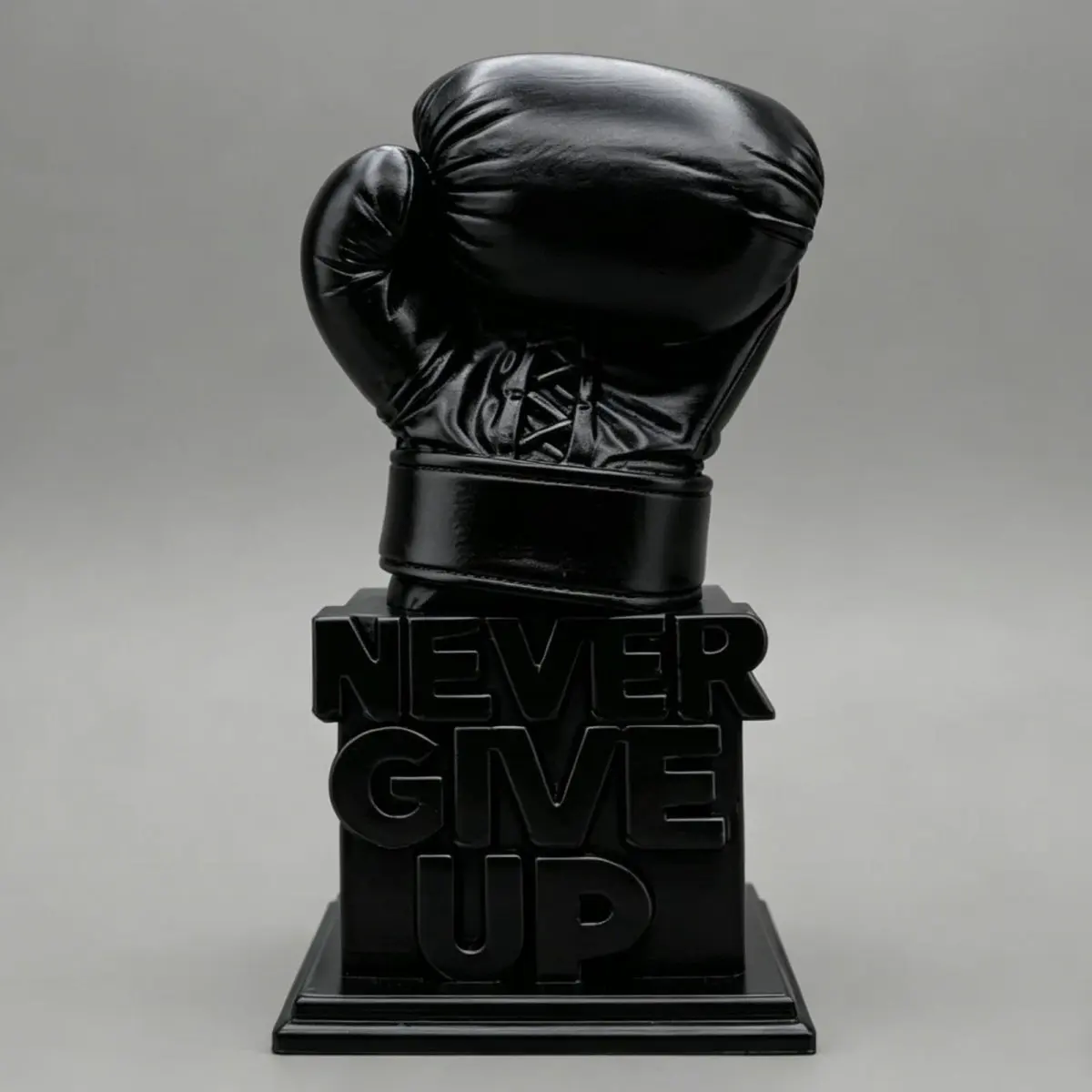 Inspirational 3D Printed Boxing Glove Sculpture Never Give Up Motto Desktop Ornament Gift for Men
