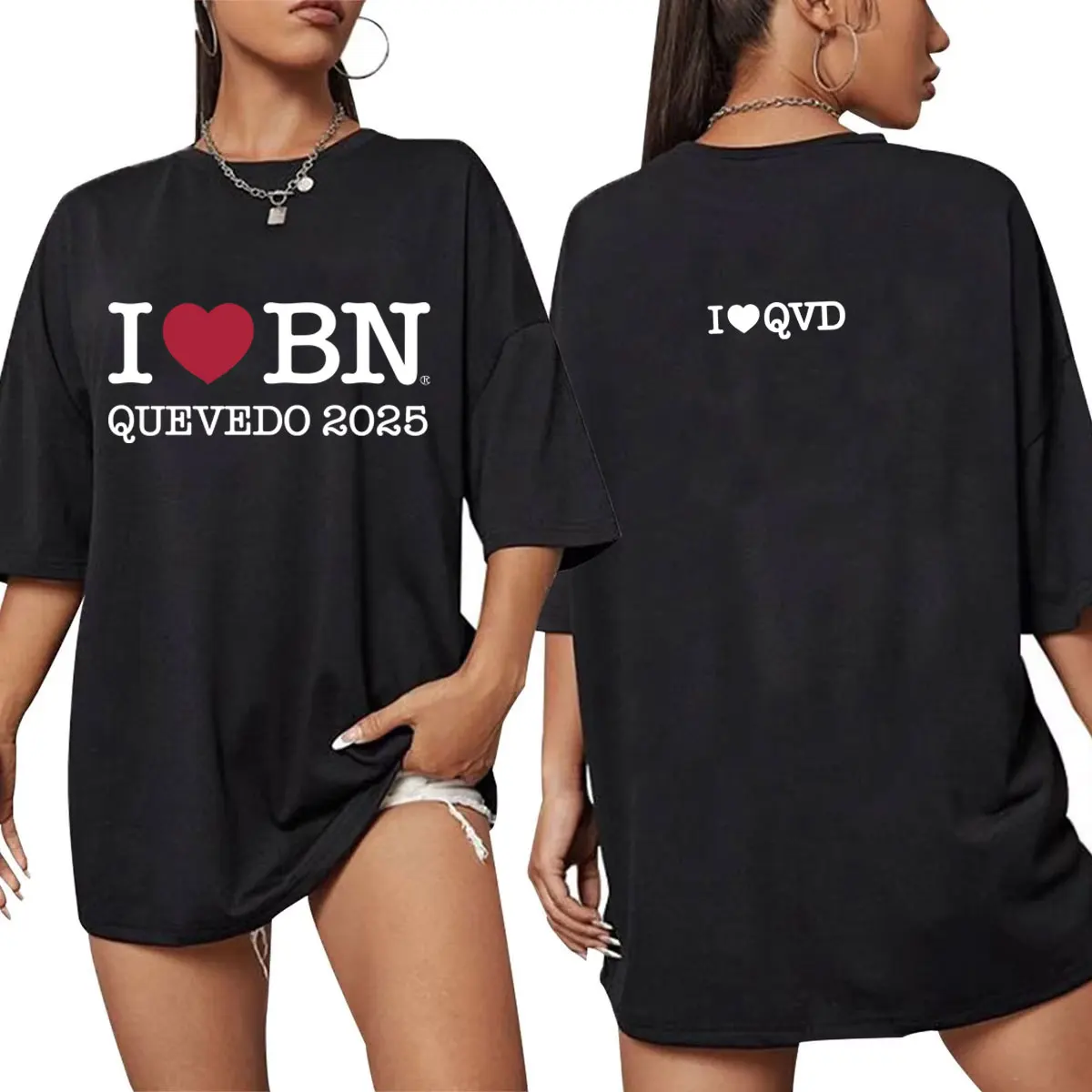 

I Love Bn Quevedo 2025 T-shirt Men Women Hip Hop Fashion Pop Music T-shirts Men's Casual Cotton Vintage T Shirts Man Streetwear