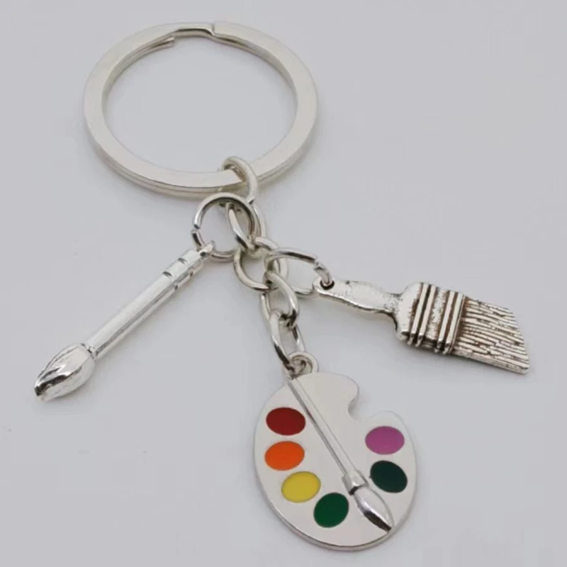 1Pc Handmade Brush and Sketchpad Keychain Looking for Palette Student Gift Keychain Handmade Jewelry Pendant