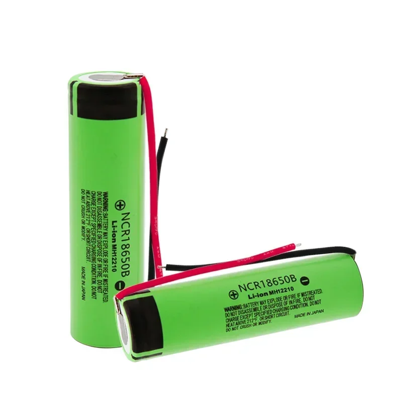 100%18650 Rechargeable Battery 3400mAh 3.7V Battery NCR 18650B Silicone Wire Soldering DIY Suitable for Power Bank Car Bike