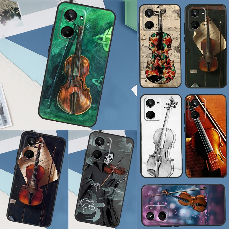 Music Violin For Realme C35 C55 C30 C31 C33 C25s C21Y C11 C15 GT Neo 5 3 2T 3T 8 9 11 10 Pro Plus Case