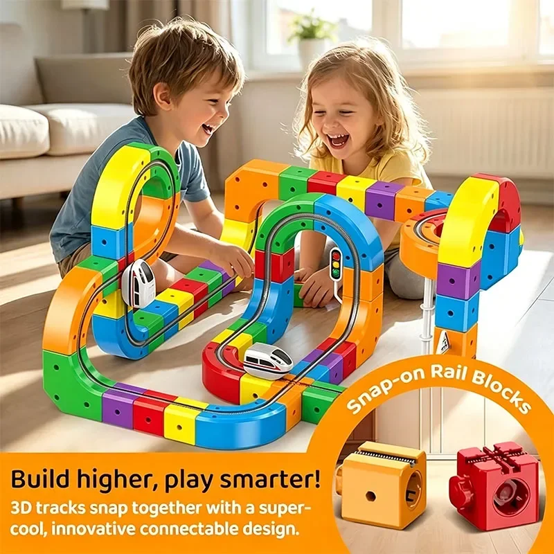51PCS Magical Track Train USB Rechargeable 3D Building Tracks Cube Rails STEM Educational Toys Christmas Birthday Gift view 5