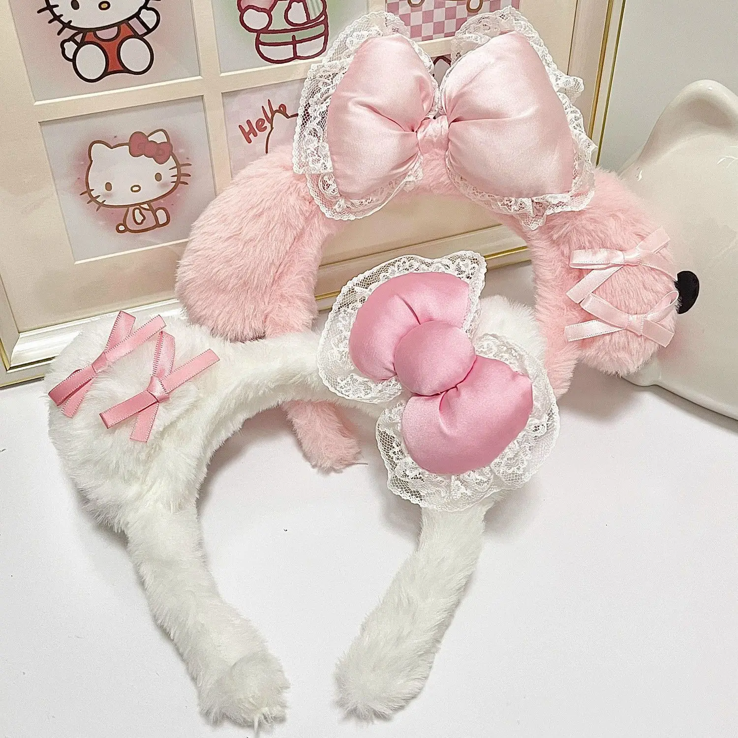 Sanrio Cute Cartoon Hello Kitty Melody Headband Face Wash Headband Plush Headband Hair Accessories