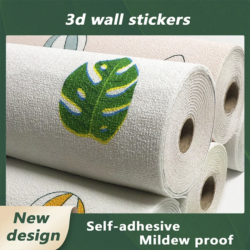 

New Cartoon Self-Adhesive 3D Wall Stickers Waterproof Soundproof Environmental Protection Thickened 3D Wallpaper Decoration